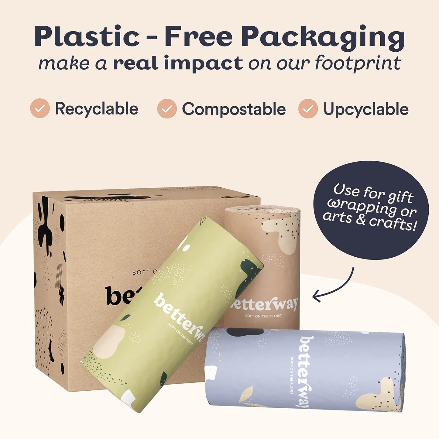 Eco-Friendly Tree-Free Bamboo Paper Towels (8 Rolls) by Betterway