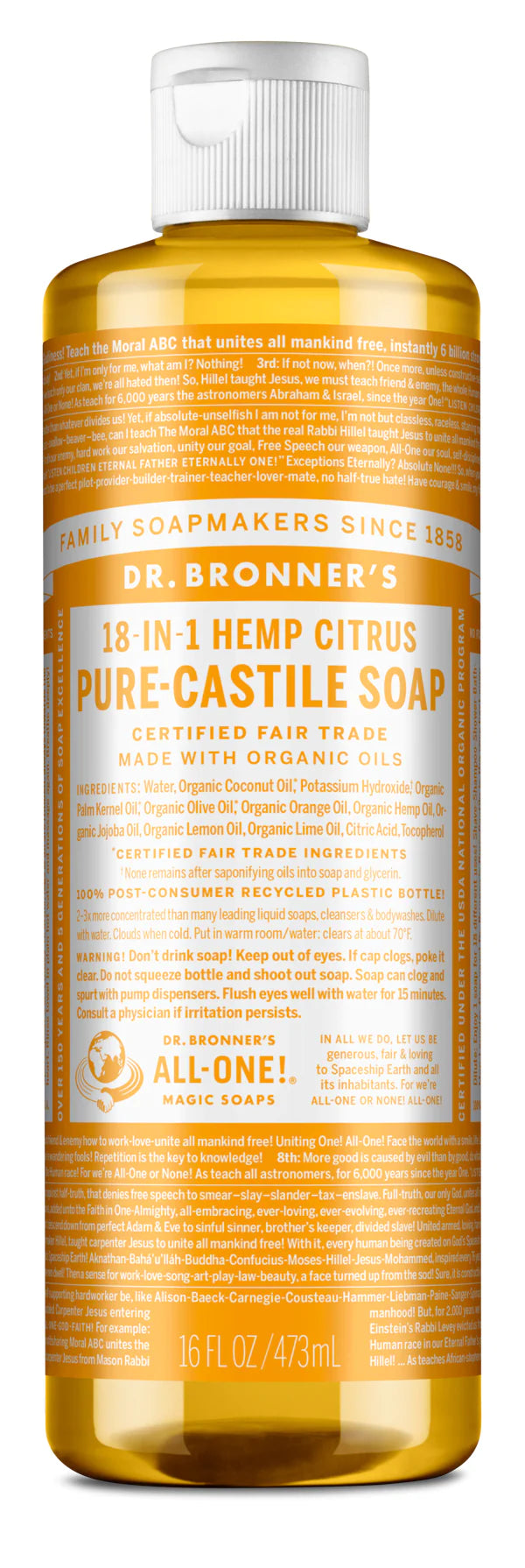 Dr. Bronner's Pure Castille Liquid Soap - Travel and Full Size
