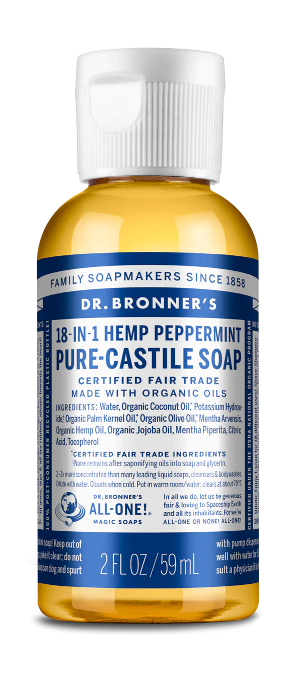 Dr. Bronner's Pure Castille Liquid Soap - Travel and Full Size