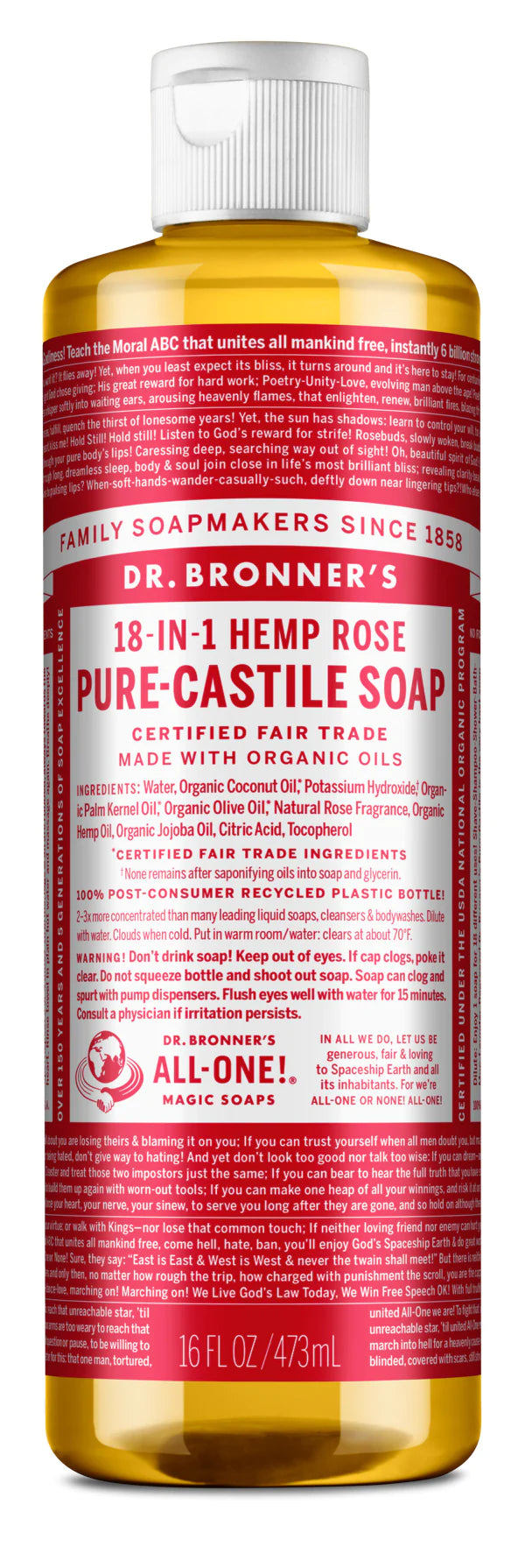 Dr. Bronner's Pure Castille Liquid Soap - Travel and Full Size