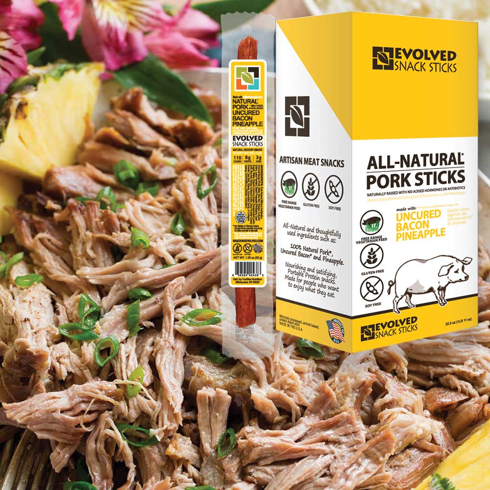 Uncured Bacon & Pineapple All-Natural Pork Snack Sticks - 8 grams protein