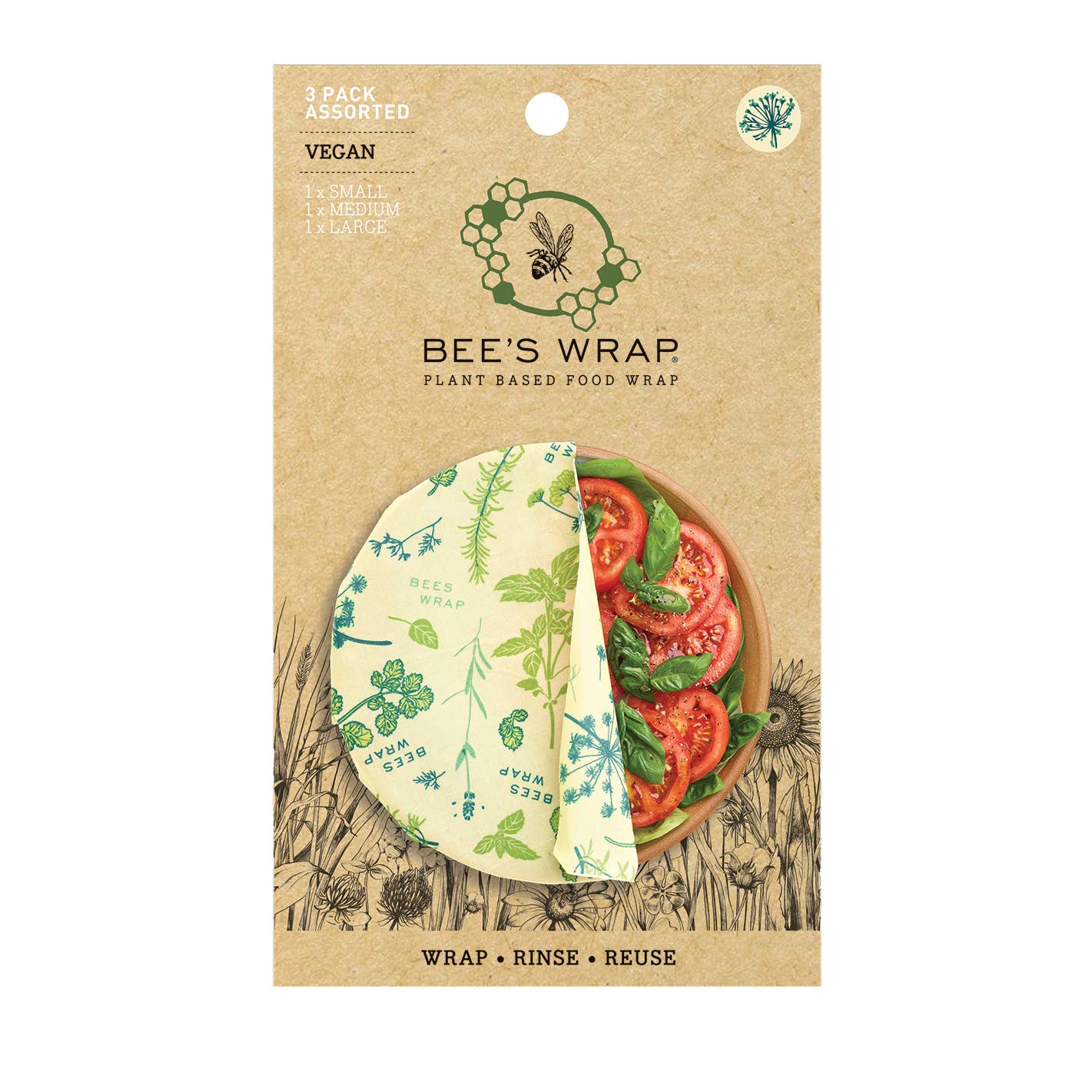 Bee's Wrap- Plant-Based Assorted 3 Pack - Herb Garden