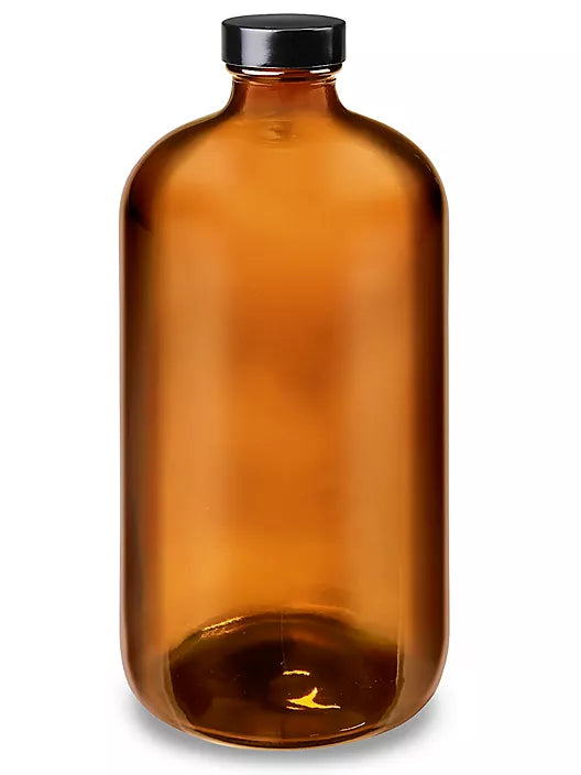 32 oz Amber Glass Bottle w/ Metal Lid