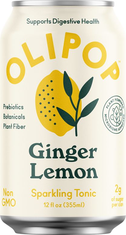 Olipop Ginger Lemon Prebiotic Natural Soda