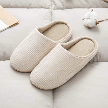 Women's Comfy Linen Stripe Quiet House Slippers by DrifWoo