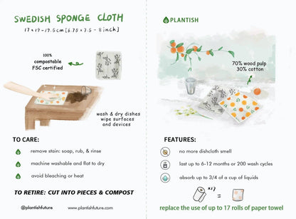 Reusable Swedish Sponge Cloths - Holly Jolly Christmas Print