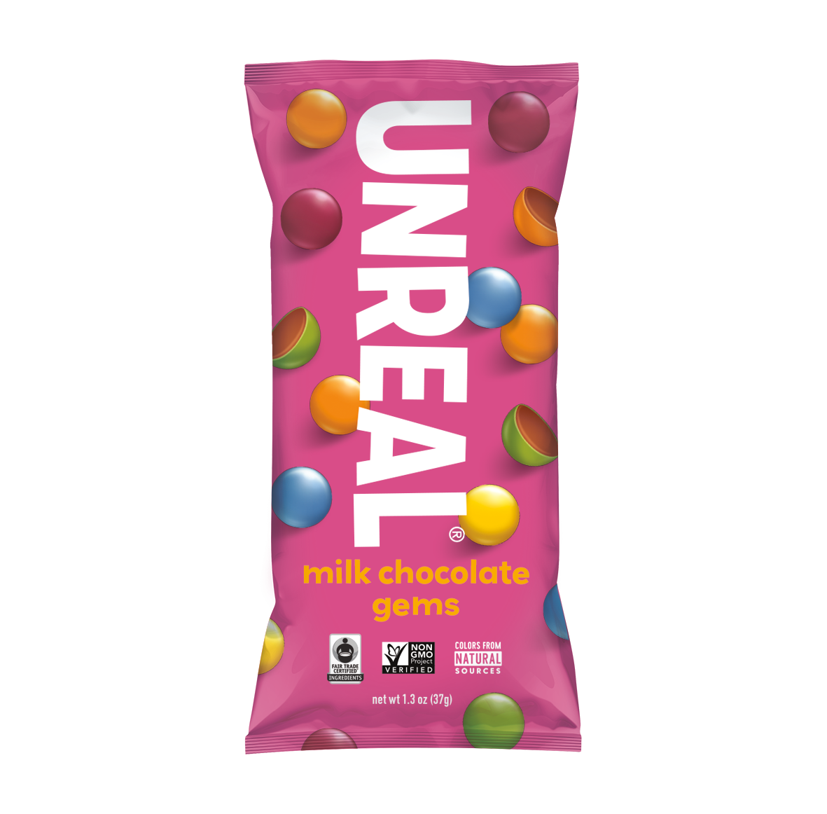 MIlk Chocolate Gems (Low Sugar, Organic Ingredients) - Snack Size by UNREAL