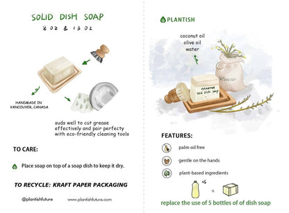 Solid Dish Soap Bar (8oz) - Replaces 3+ plastic bottles of dish soap