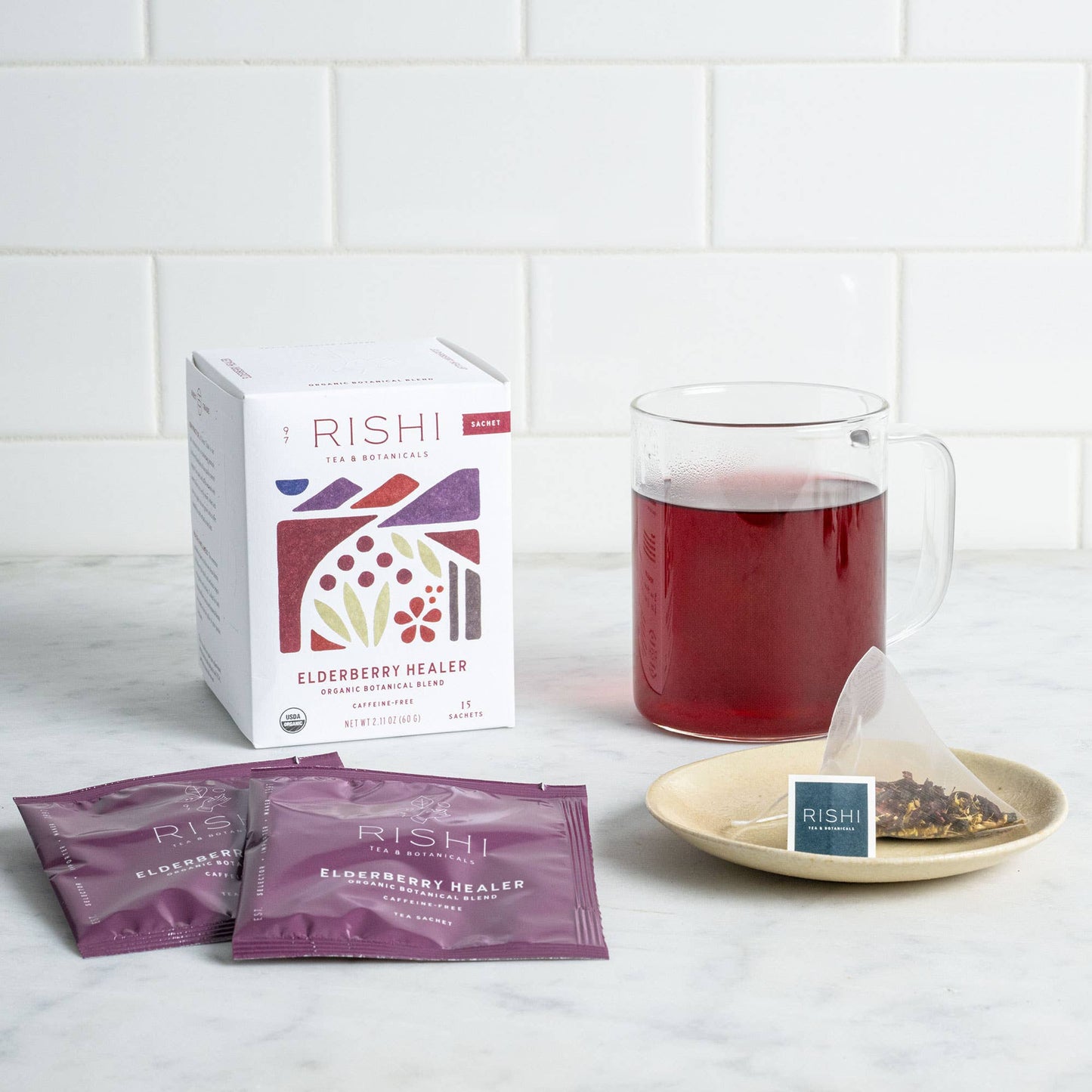 Elderberry Healer Organic Herbal Tea Sachets by Rishi Tea