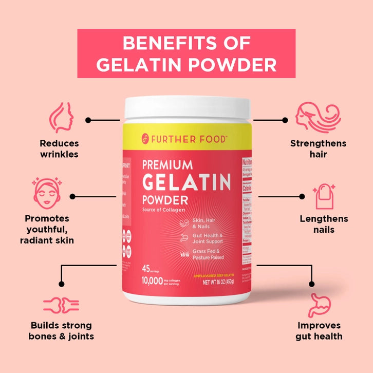 Premium Grass-Fed Pasture-Raised Beef Gelatin Powder by Further Food