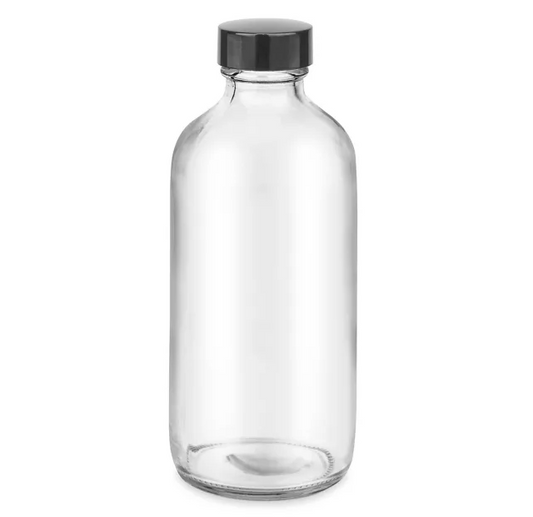 8 oz Clear Glass Bottle w/ Lid