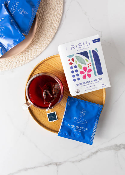 Blueberry Hibiscus Organic Herbal Tea Sachets by Rishi Tea