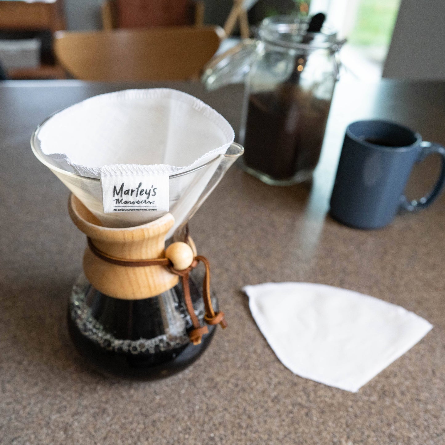 Reusable Organic Coffee Filters: Cone #4 Style - Pack of 2 - Linen