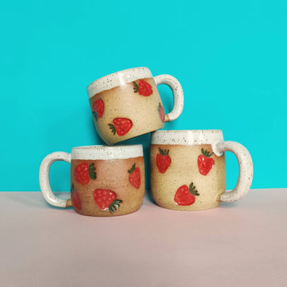 Strawberry Stamped Mug: 16 oz by Osso Ceramics