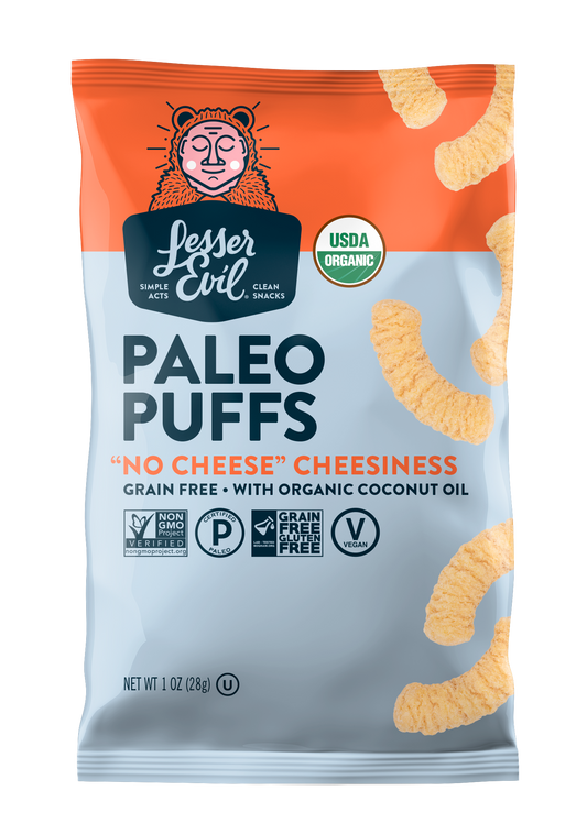 Paleo Puffs, "No Cheese" Cheesiness - 1 oz Snack Size