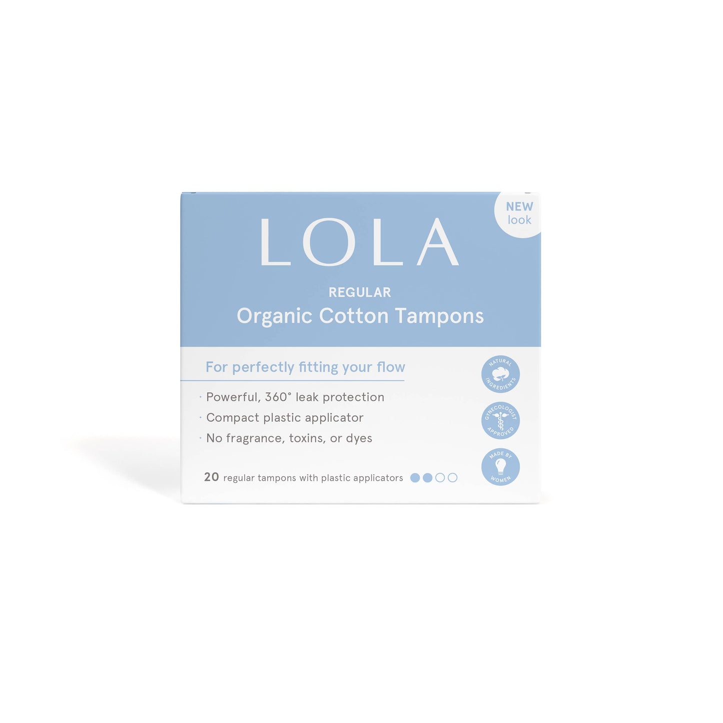 20ct Regular Organic Cotton Tampons by Lola
