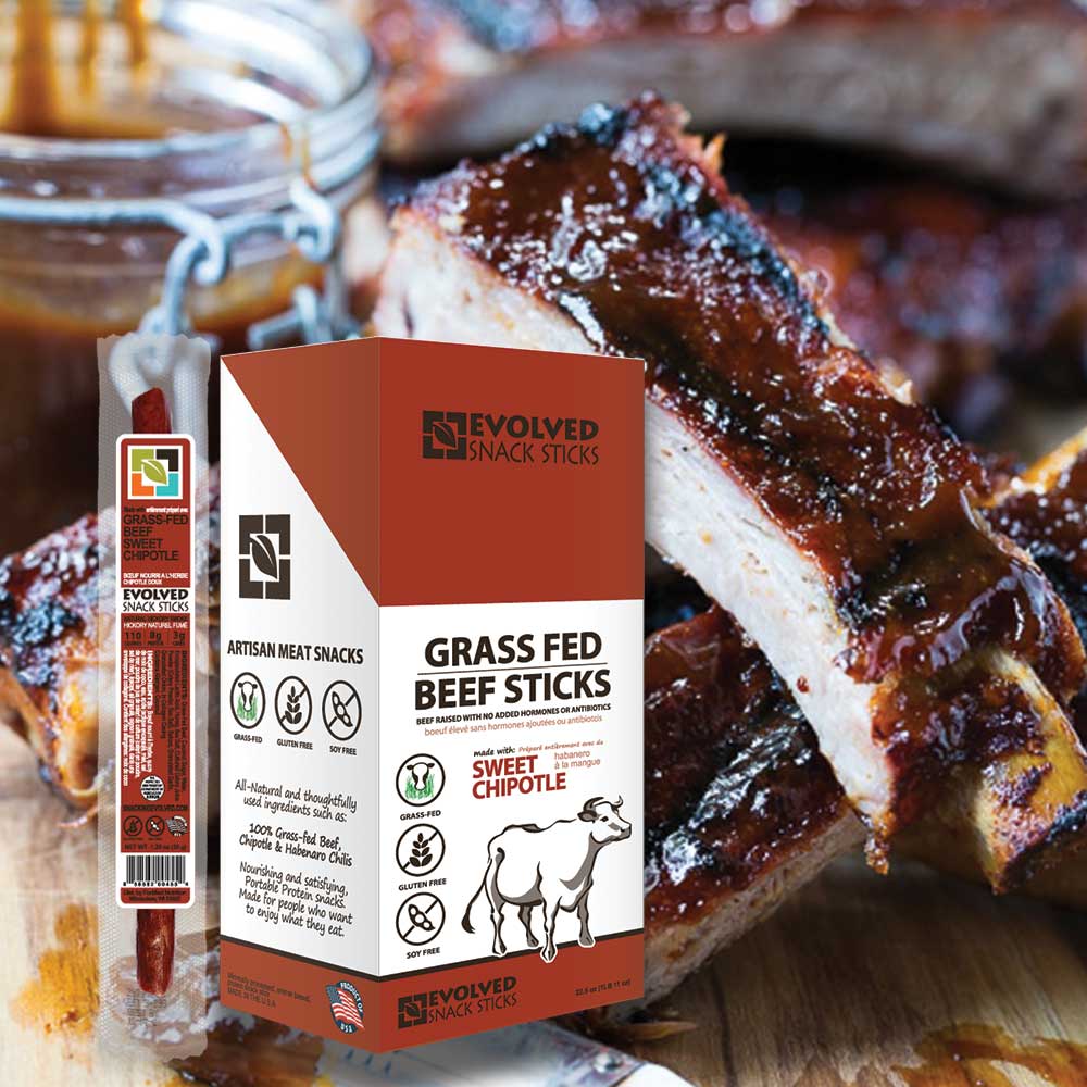 Sweet Chipotle Grass-Fed Beef Snack Sticks