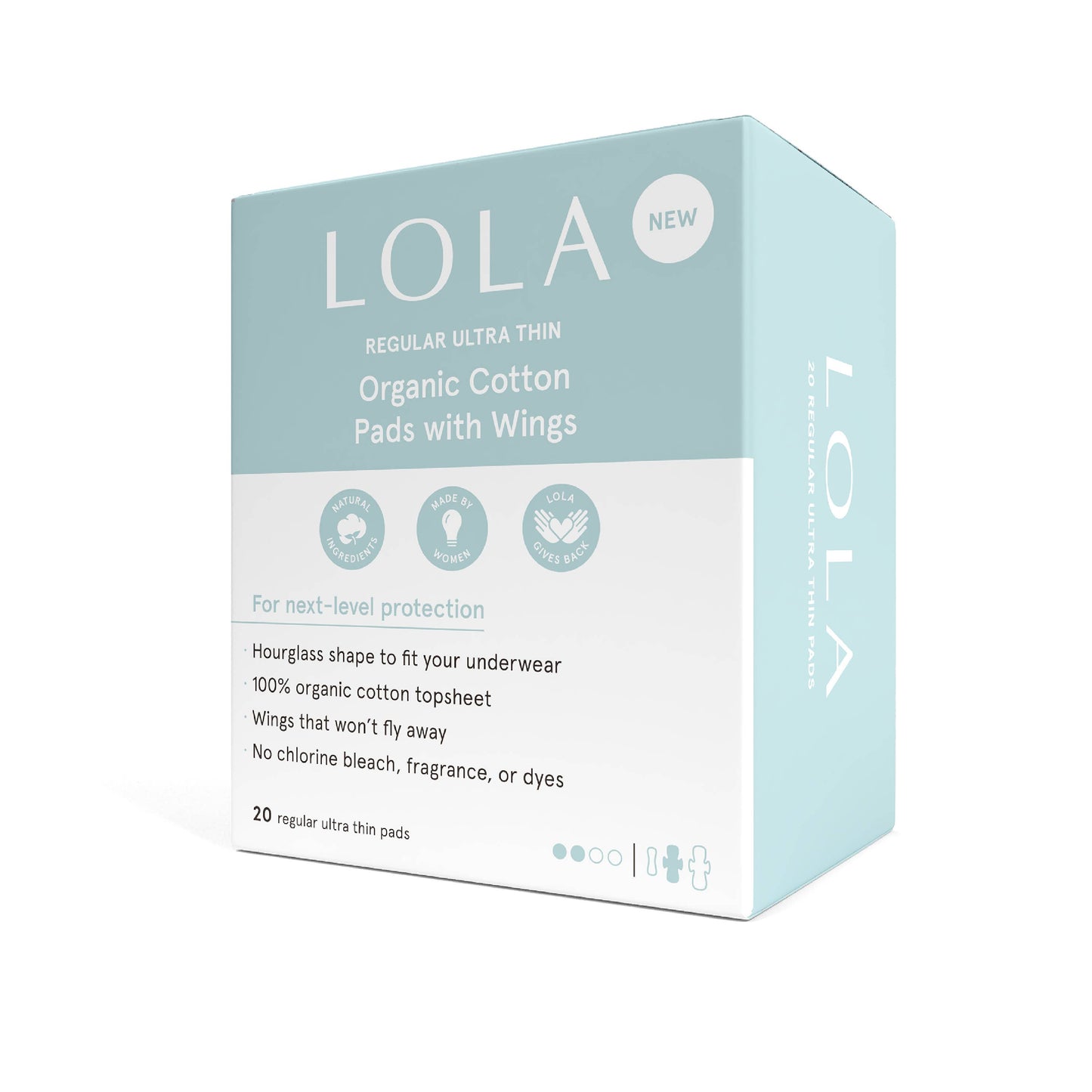 20ct Ultra Thin Organic Cotton Pads w/ Wings - Regular - by Lola