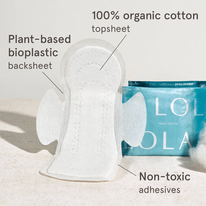 20ct Ultra Thin Organic Cotton Pads w/ Wings - Heavy - by Lola