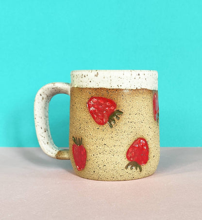 Strawberry Stamped Mug: 16 oz by Osso Ceramics