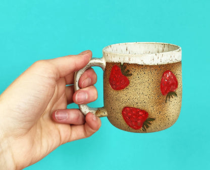 Strawberry Stamped Mug: 16 oz by Osso Ceramics