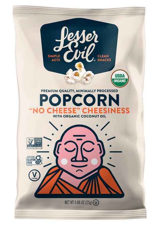Organic Popcorn, "No Cheese" Cheesiness - .88 oz Snack Size