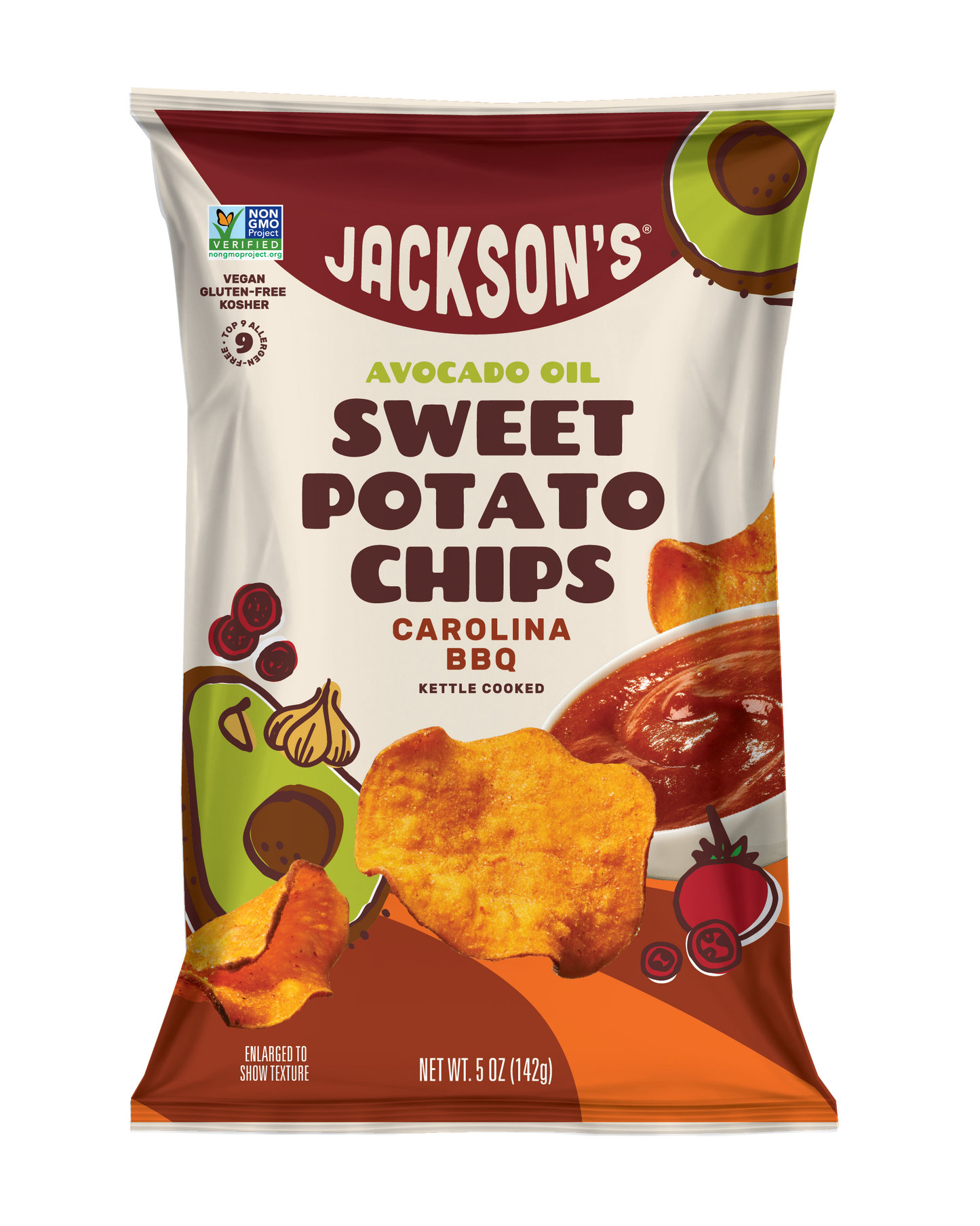 Carolina BBQ Sweet Potato Chips with Avocado Oil by Jackson's