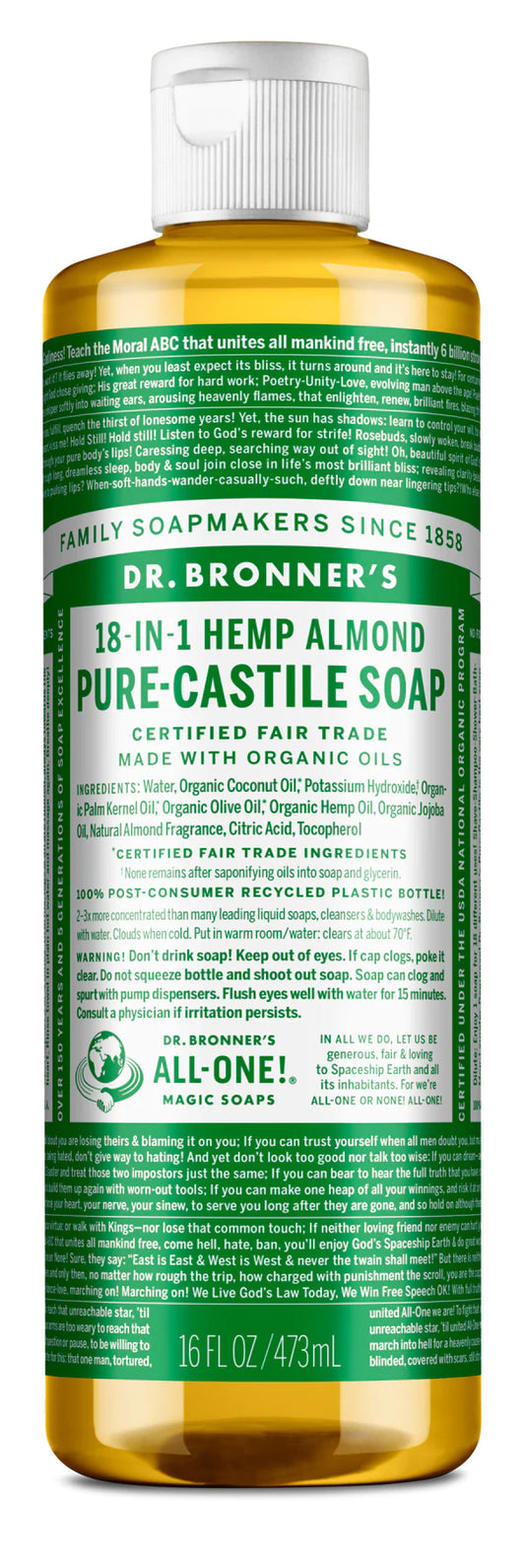 Dr. Bronner's Pure Castille Liquid Soap - Travel and Full Size