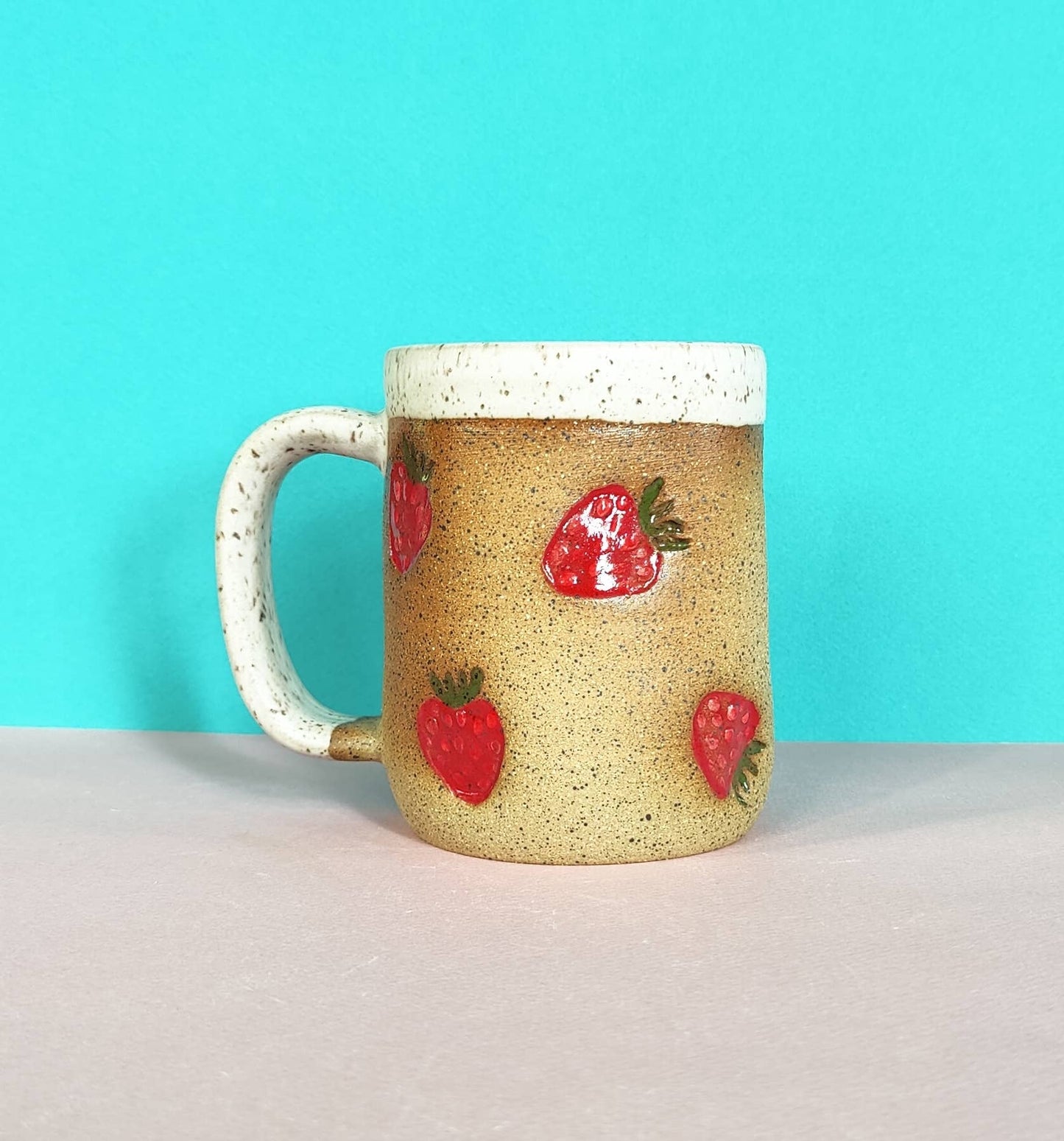 Strawberry Stamped Mug: 16 oz by Osso Ceramics