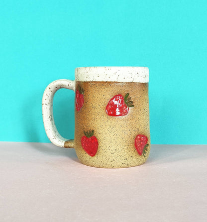 Strawberry Stamped Mug: 16 oz by Osso Ceramics