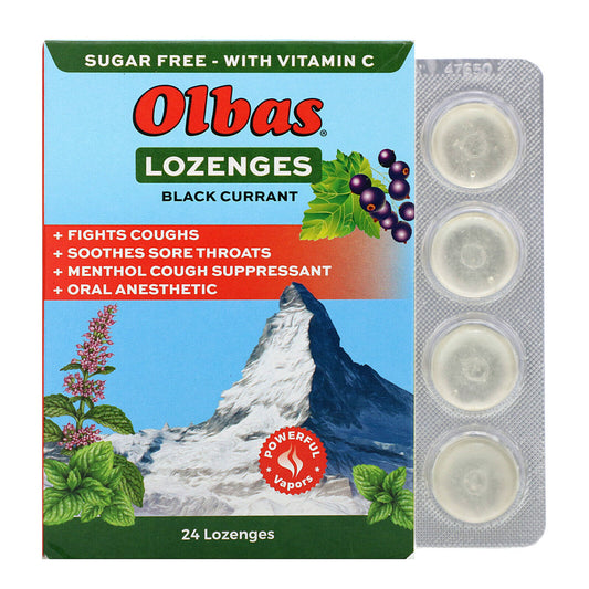 Natural Lozenges, Black Currant - Sugar Free - With Vitamin C by Olbas Herbal Remedies