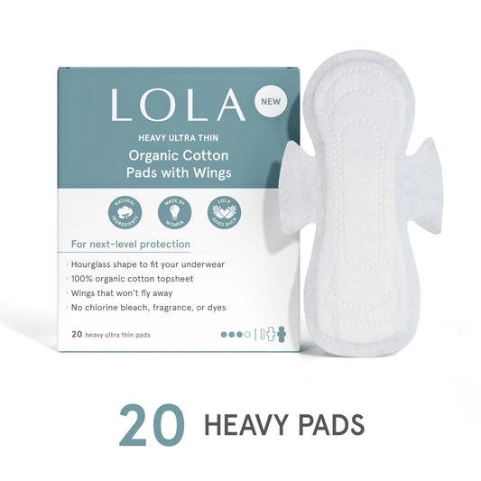 20ct Ultra Thin Organic Cotton Pads w/ Wings - Heavy - by Lola