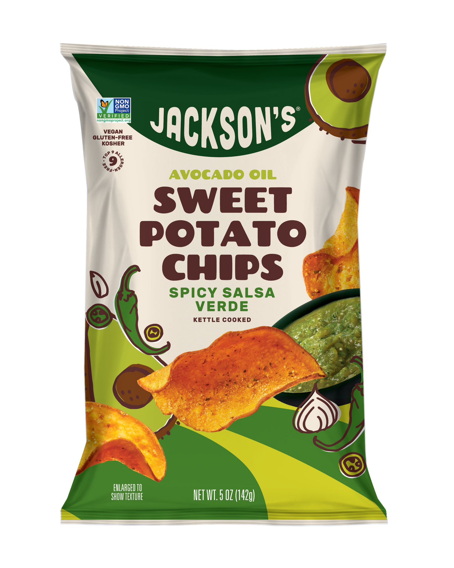 Spicy Tomatillo Sweet Potato Chips with Avocado Oil by Jackson's