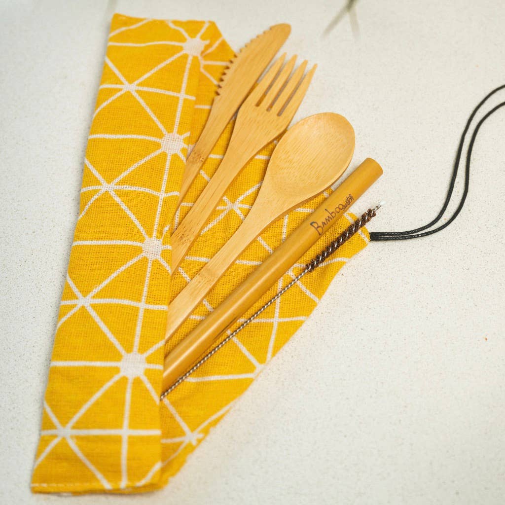 Bamboo Travel Cutlery Set - Yellow