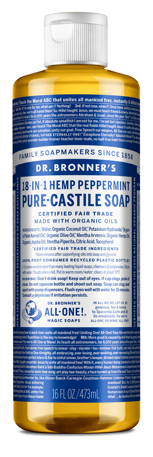 Dr. Bronner's Pure Castille Liquid Soap - Travel and Full Size